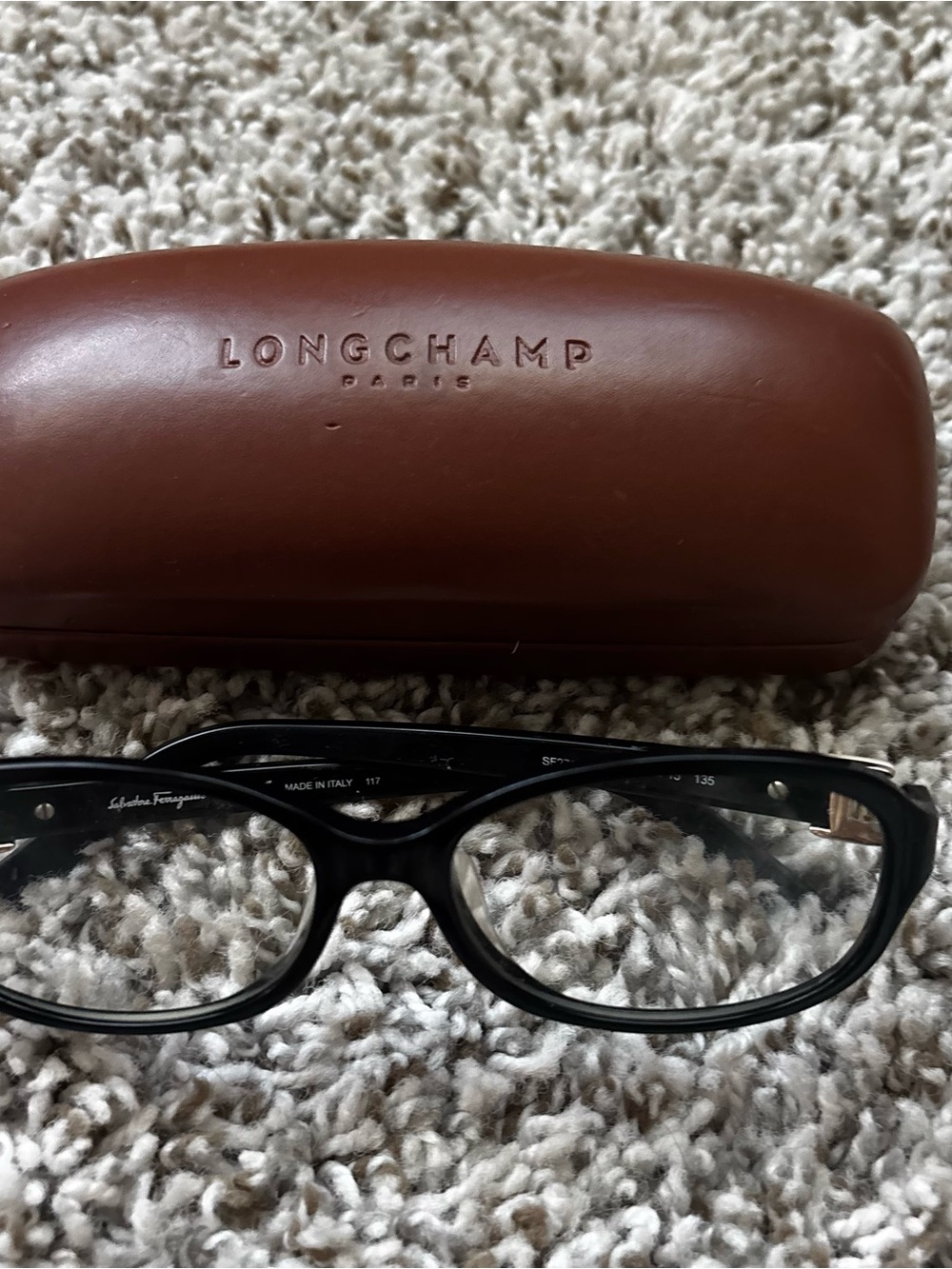 Salvatore Ferragamo Black Rectangular Women’s Glasses Gold Accent vintage